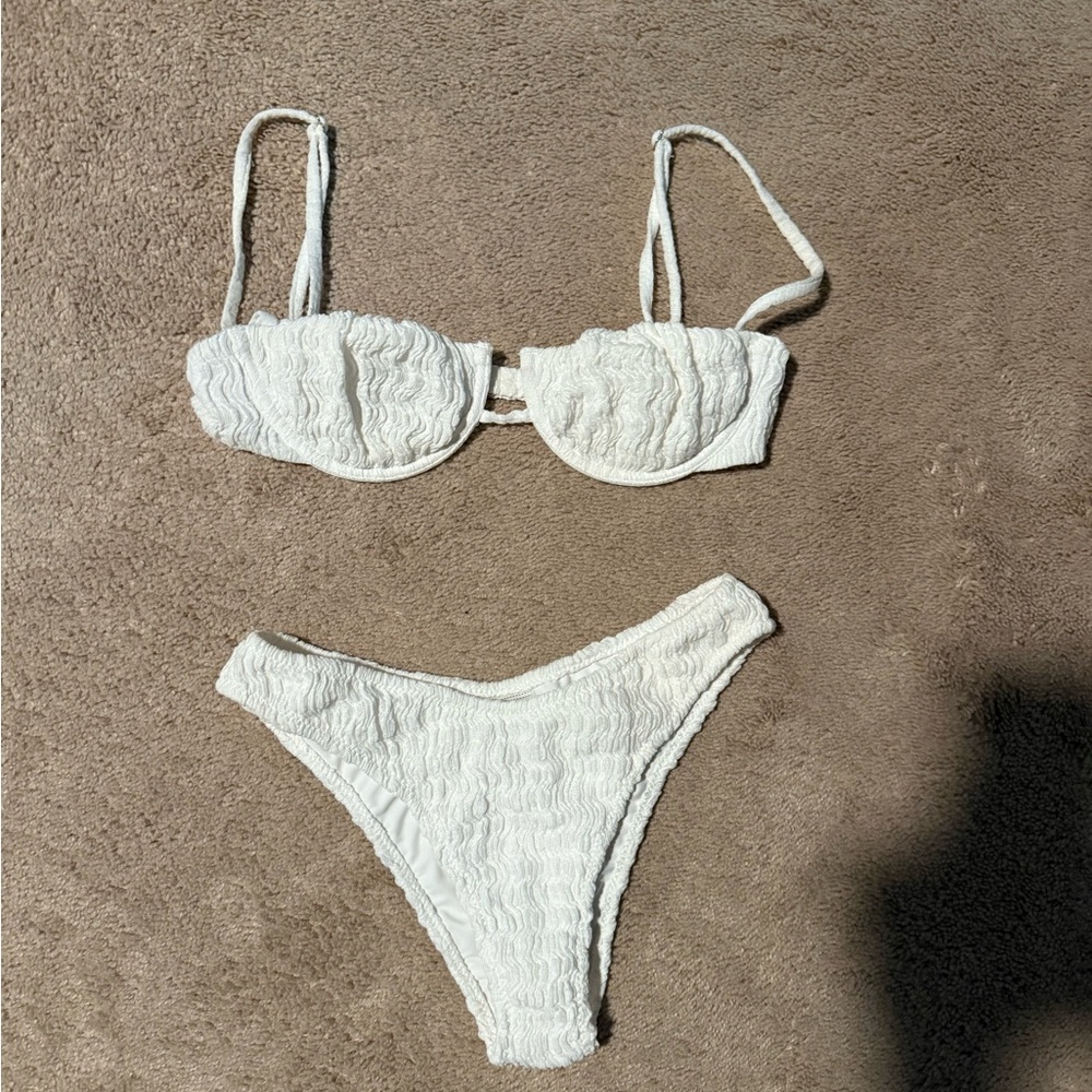 White Textured Bikini top